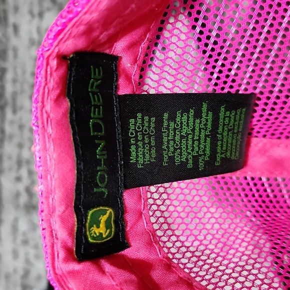 GENUINE JOHN DEERE EMBROIDERED NEON PINK GRAY MESH CAP HAT - Picture 10 of 13